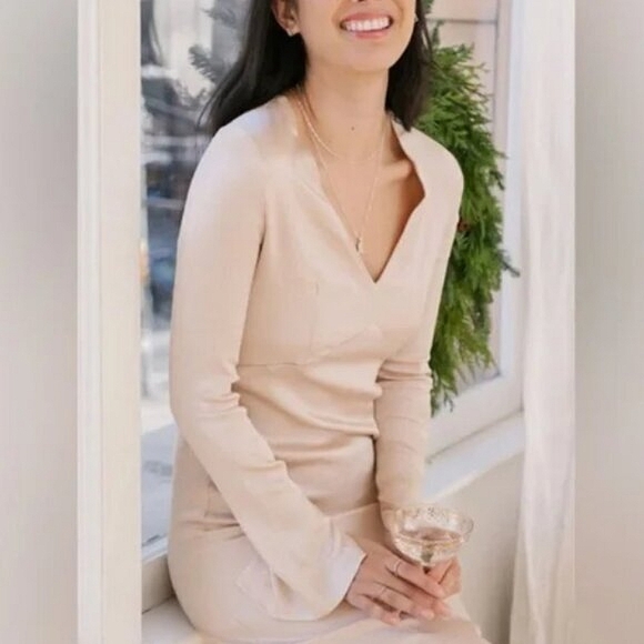 SMASH + TESS Sloane Maxi Dress in Champagne Long Sleeve Cocktail Party | Size XL - Picture 1 of 14